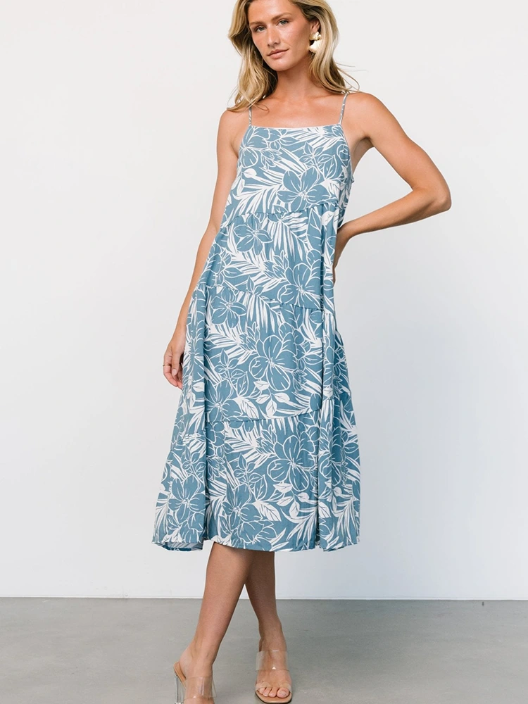 Blomsterprint midi ærmeløs underkjole