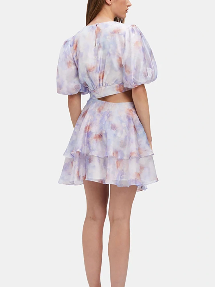 Summer Short Sleeve Bohemian Print Mini Dress