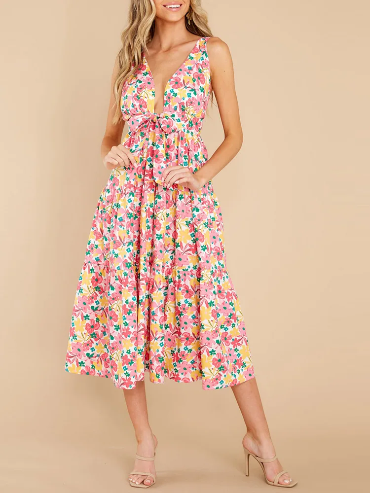 Sommer blomsterprint Boho Casual kjoler